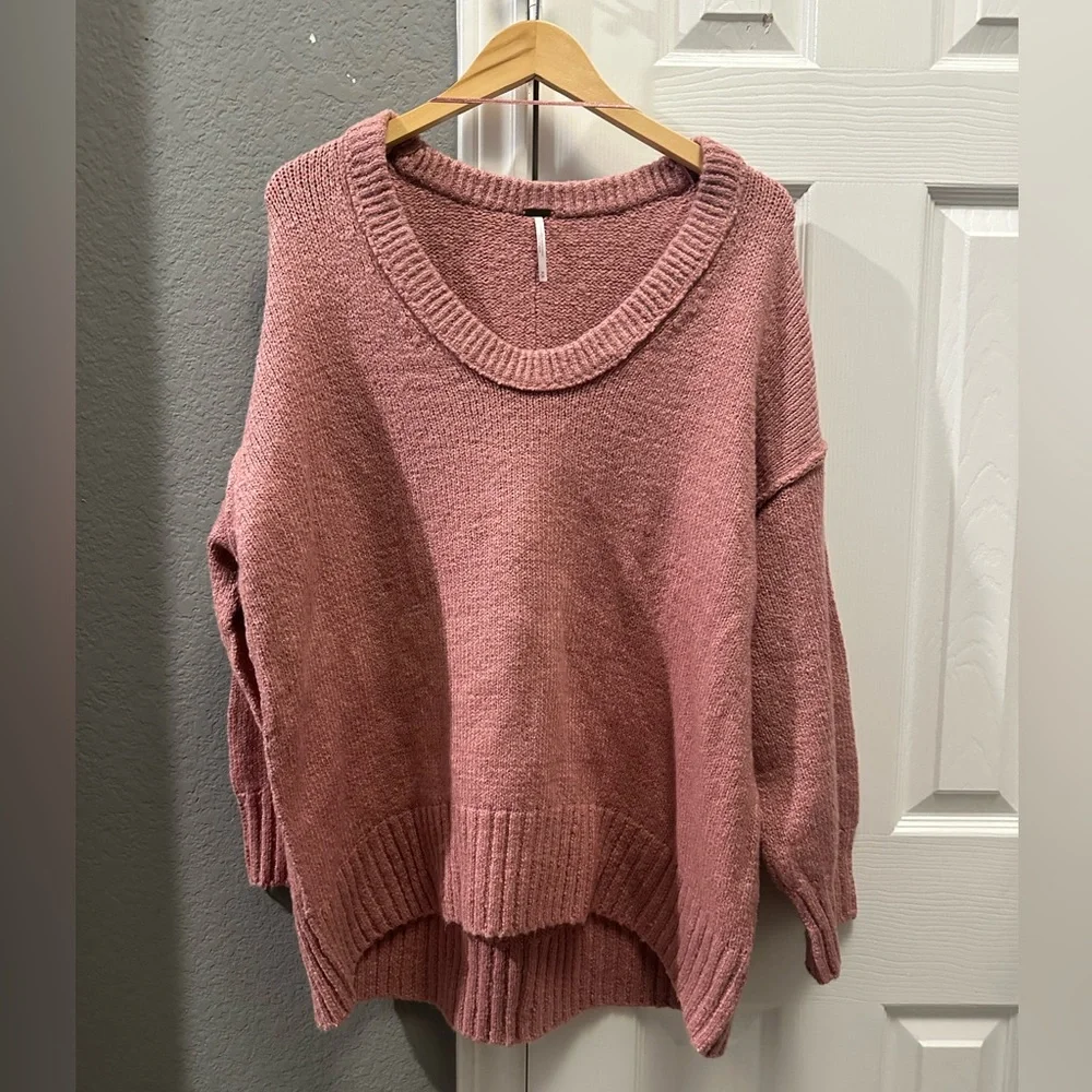 Free people brookside tunic scoop neck sweater NWT mauve rose size medium - Picture 3 of 5